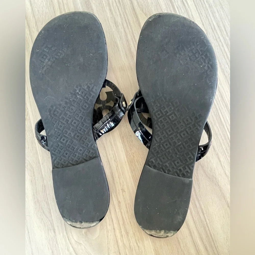 Tory Burch Glossy Black Sandals - Picture 7 of 10